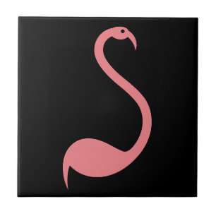 Den Retro rosa Flamingofågeln på svart brytning Kakelplatta