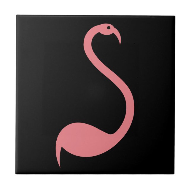 Den Retro rosa Flamingofågeln på svart brytning Kakelplatta (Framsidan)