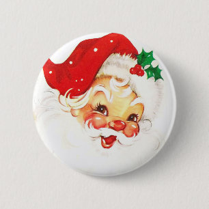 Den Retro Santa juljulaftonen som emblem klämmer Knapp