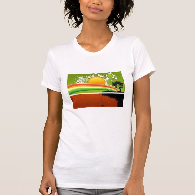 den retro solregnbågen beskådar t shirt (Framsida)
