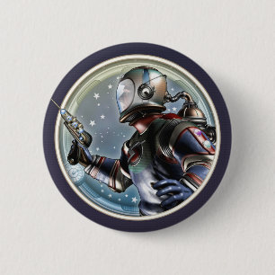 Den Retro Spacemanrundan knäppas Knapp