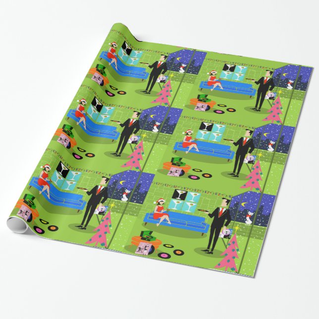 Den Retro stads- julen kopplar ihop inpackning av Presentpapper (Utrullad)