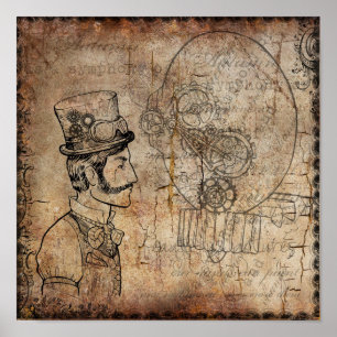Den Retro Steampunk gentlemannen utrustar Poster