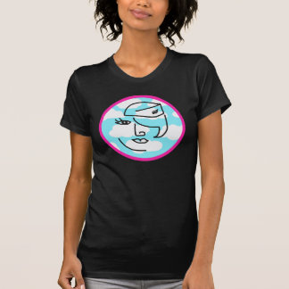 Den Retro stewardessen i rosor cirklar skjortan T-shirt