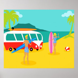 Den Retro surfaren kopplar ihop affischen Poster
