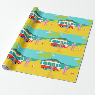 Den Retro surfaren kopplar ihop inpackning av Presentpapper