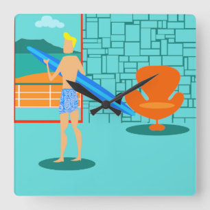 Den Retro väggen för surfareDudeakrylen tar tid på Fyrkantig Klocka
