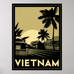 den retro vietnam South East Asia art déco reser Poster