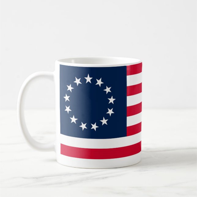 Den revolutionära krigBetsy Ross flagga Kaffemugg (Vänster)