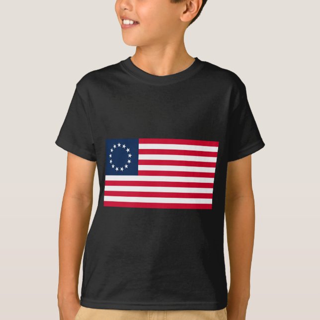 Den revolutionära krigBetsy Ross flagga T Shirt (Framsida)