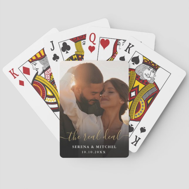Den riktiga presenten skriptfoto bröllopsfavorit casinokort (Baksidan)