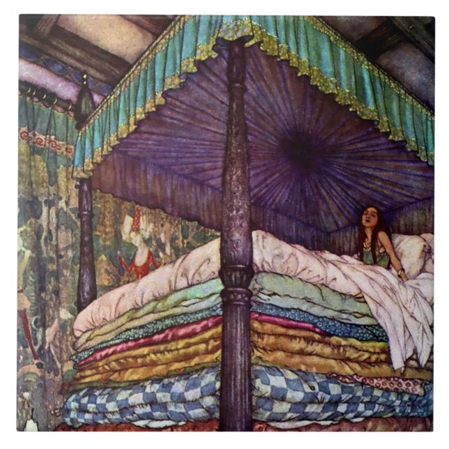 “Den riktiga prinsessan” av Edmund Dulac Kakelplatta (Framsidan)