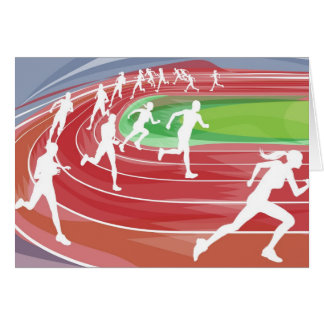 Den rinnande tävlingen spårar på hälsningskort
