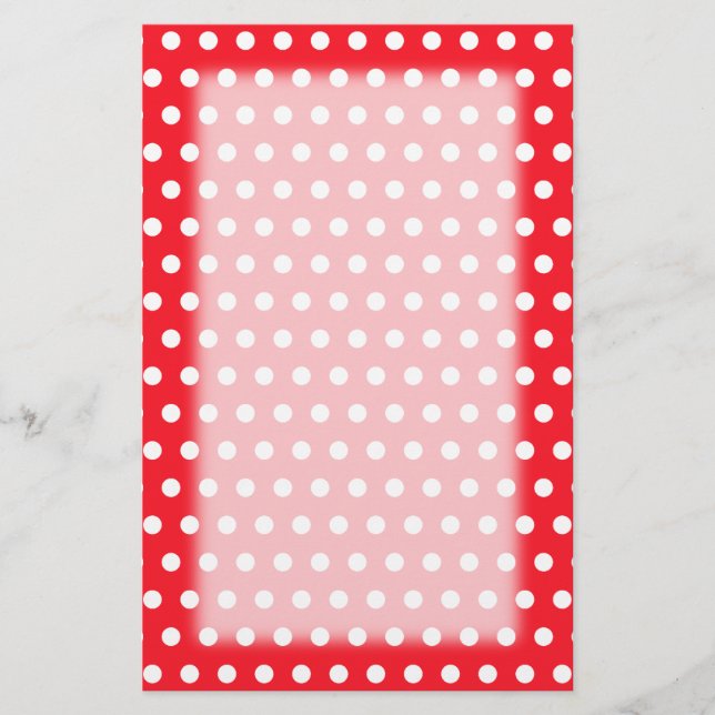 Den röd och vitpolkaen pricker mönster. Spotty. Brevpapper (Framsida)
