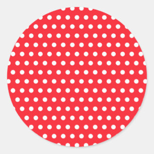 Den röd och vitpolkaen pricker mönster. Spotty. Runt Klistermärke