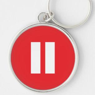 Den röd & vitpausen knäppas Keychain Rund Silverfärgad Nyckelring