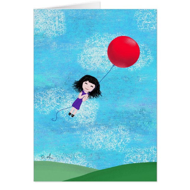 Den röda ballongen hälsningskort (Framsidan)