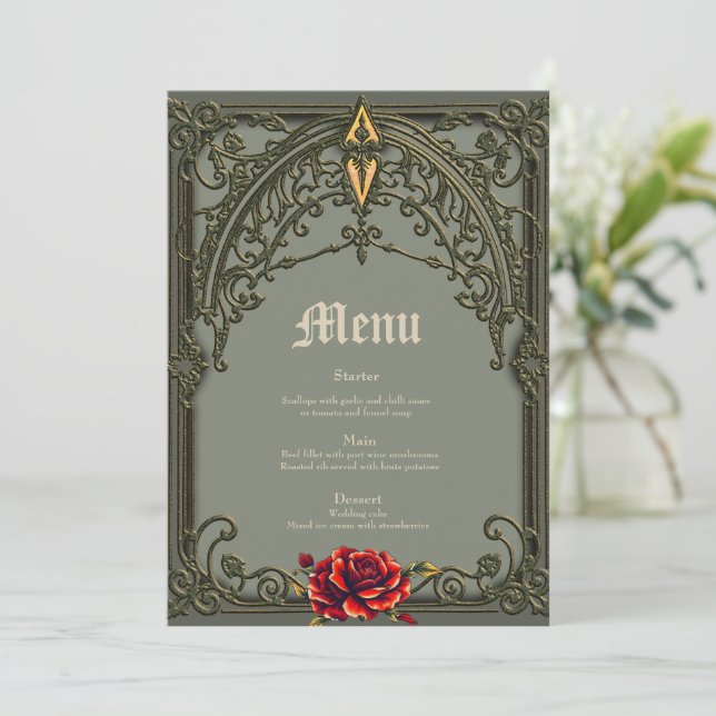 Den röda blomman, blommarna av kärlek. meny (Stående Fram)