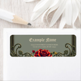 Den röda blomman, blommarna av kärlek returadress etikett