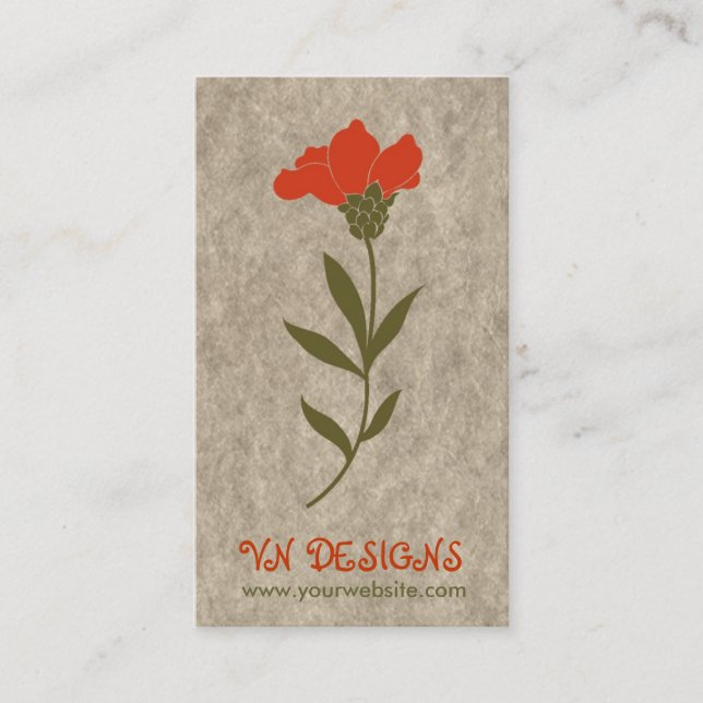 Den röda blomman profilerar kortet visitkort (Framsida)