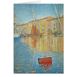 Den röda bojen av Paul Signac, gammal pointillism Hälsningskort