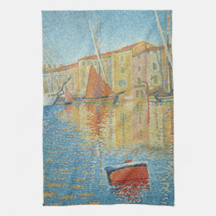 Den röda bojen av Paul Signac, gammal pointillism Kökshandduk