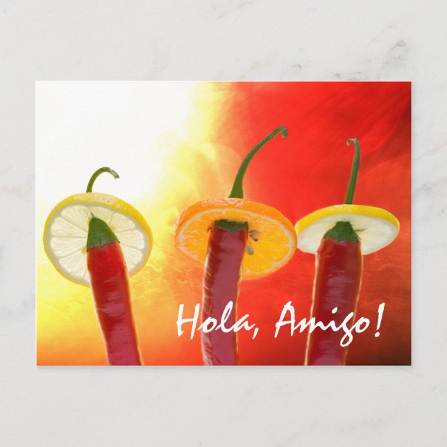 Den röda, den heta, chilipepparn vykort (Framsida)