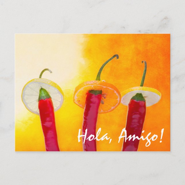 Den röda, den heta, den chilien vykort (Framsida)