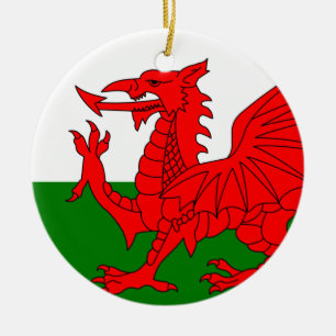 Den röda draken [flagga av Wales] Julgransprydnad Keramik