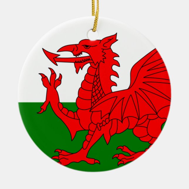 Den röda draken [flagga av Wales] Julgransprydnad Keramik (Framsidan)