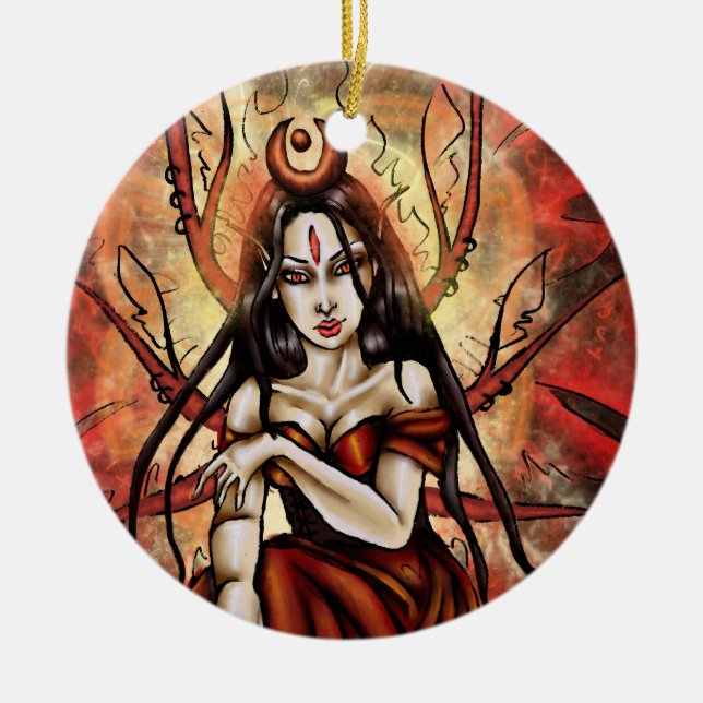 Den röda drottningrundaprydnaden julgransprydnad keramik (Framsidan)