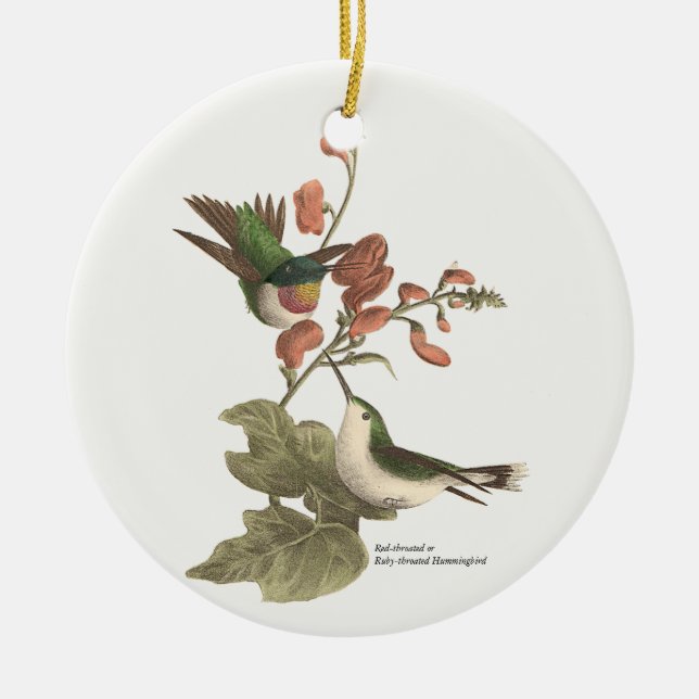 Den röda eller ruby-throated Hummingbird Julgransprydnad Keramik (Framsidan)
