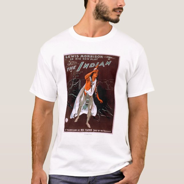 "Den röda fjädern för indier" -, chef av T-shirt (Framsida)