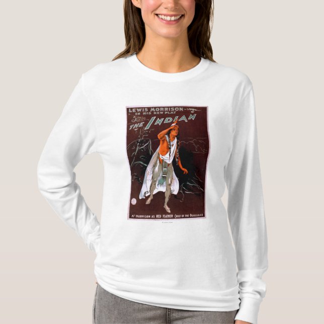 "Den röda fjädern för indier" -, chef av Tee Shirt (Framsida)