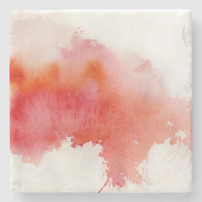 Den röda fläcken, vattenfärgabstrakt räcker målat stenunderlägg (Framsidan)