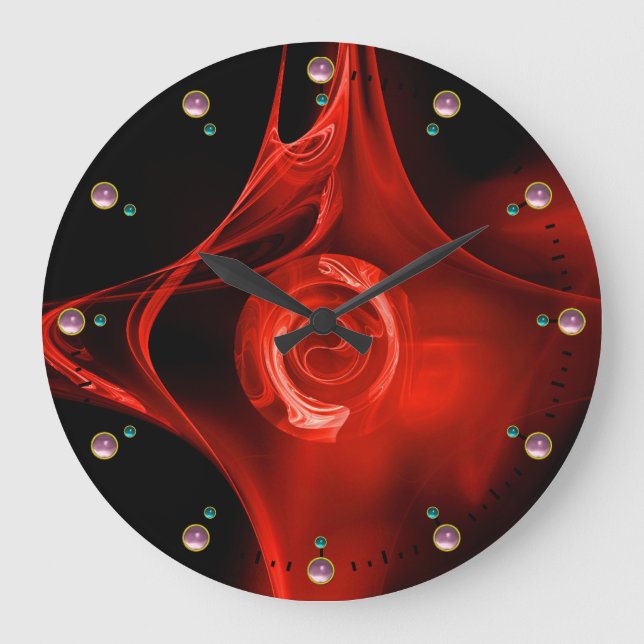 DEN RÖDA FRACTALEN STEG I SVARTEN, ROSA GEMSTONES STOR KLOCKA (Framsida)