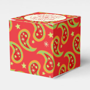 Den röda gröna julstjärnapaisley gåvan boxas presentaskar
