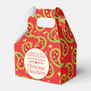 Den röda gröna julstjärnapaisley gåvan boxas presentaskar