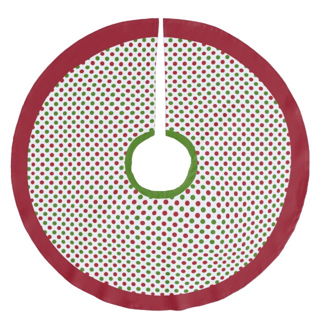 Den röda gröna polkaen pricker julgrankjolen julgransmatta borstad polyester (Framsidan)