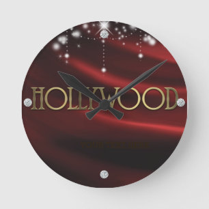 Den röda & guld- Hollywood Glam personligväggen Rund Klocka