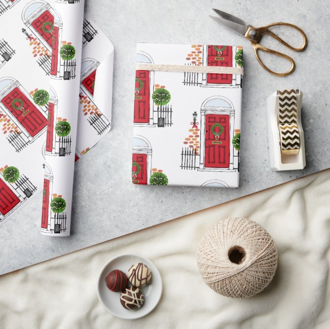 Den röda Helgdag juldörr, Papper Presentpapper (Hantverk)