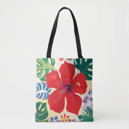 Den röda hibiscus Tropical tote bag Tygkasse