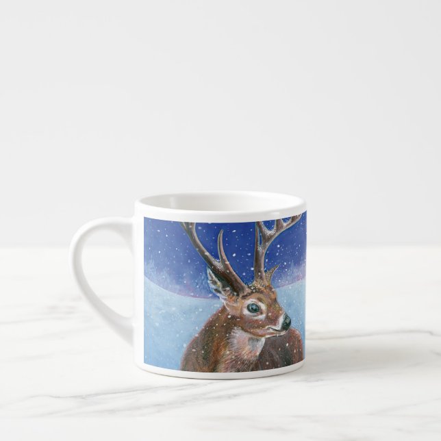 Den röda hjorten (Cervus elaphus) på vinter Espressomugg (Vänster)