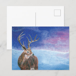 Den röda hjorten (Cervus elaphus) på vinter Helg Vykort