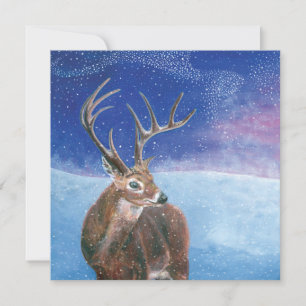 Den röda hjorten (Cervus elaphus) Snöig vinter Kort