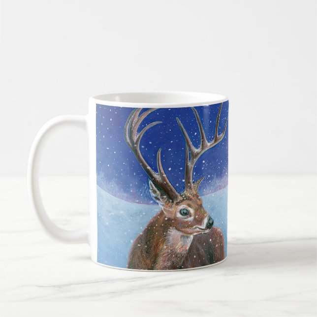 Den röda hjorten under vinter kaffemugg (Vänster)