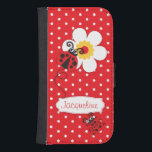 Den röda iPhonen för nyckelpigapolkabrudtärnor Samsung S4 Plånboksfodral<br><div class="desc">Den gulliga original- röda nyckelpigan/nyckelpigan på röda blommor för en polka lurar iphone case. Läser Jacqueline,  eller du kan personifiera med ditt egna namn. Exklusivt designat vid Sarah Trett.</div>