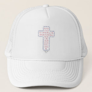 Den röda John 3:16, vit och blått korsar Truckerkeps