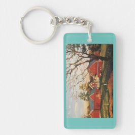 Den röda ladugården samla i en klunga nyckelringen