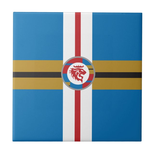 Den röda Lejona keramiska plattan Kakelplatta (Framsidan)